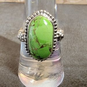 Native Green Copper Turquoise Ring 7.5 Sterling Silver Boho Size Womens …